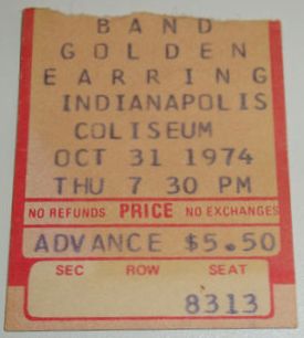 J. Geils Band with Golden Earring show ticket October 31, 1974 